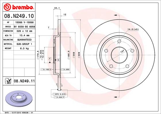 BREMBO BRE08.N249.11 féktárcsa