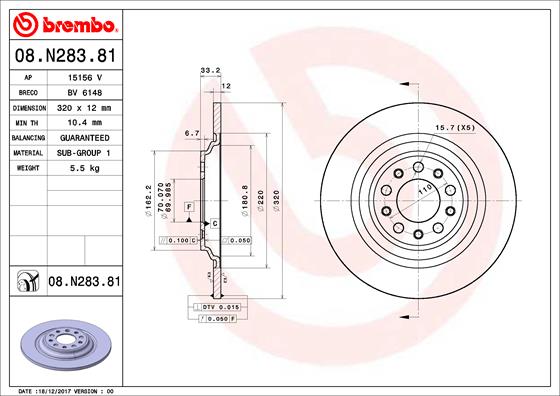 BREMBO BRE08.N283.81 féktárcsa