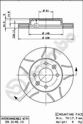 BREMBO BRE09.3148.75 féktárcsa