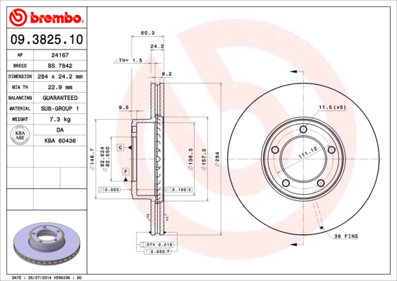 BREMBO BRE09.3825.10 féktárcsa