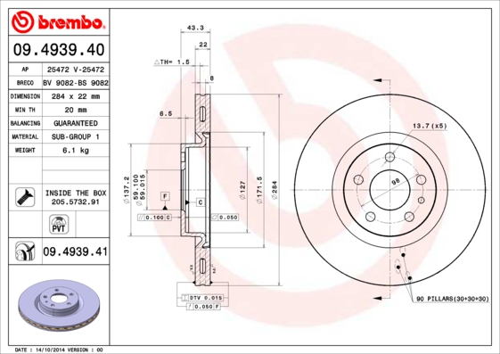 BREMBO 09.4939.41 FĂŠktĂĄrcsa