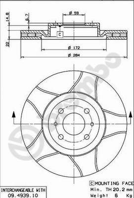 BREMBO 09.4939.75B Féktárcsa