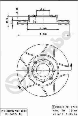 BREMBO BRE09.5285.75 féktárcsa