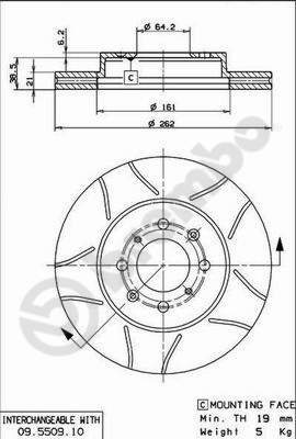 BREMBO 1001739362 09.5509.75 - Első féktárcsa