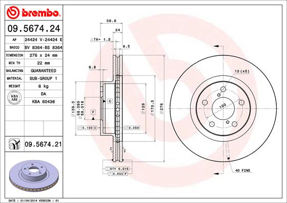 BREMBO BRE09.5674.21 féktárcsa