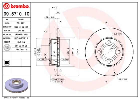 BREMBO BRE09.5710.10 féktárcsa