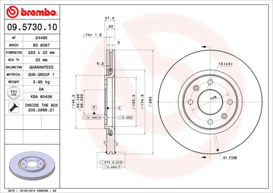 BREMBO BRE09.5730.10 féktárcsa