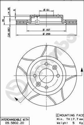 BREMBO 1001739377 09.5802.76 - Első féktárcsa