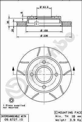 BREMBO 09.6727.77B Féktárcsa