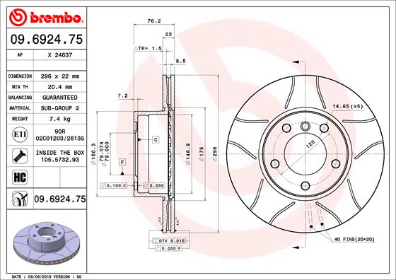 BREMBO BRE09.6924.75 féktárcsa