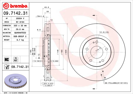 BREMBO BRE09.7142.31 féktárcsa