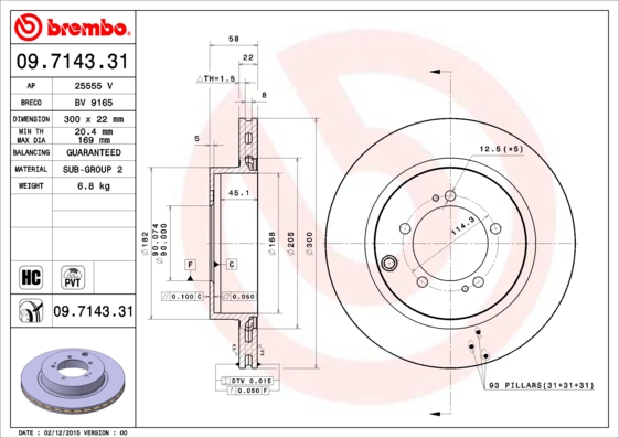 BREMBO BRE09.7143.31 féktárcsa