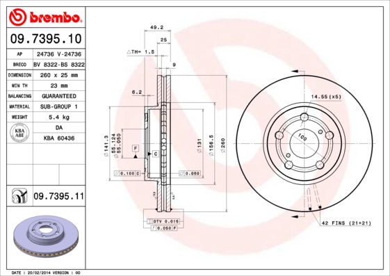 BREMBO BRE09.7395.11 féktárcsa