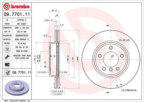 BREMBO BRE09.7701.11 féktárcsa