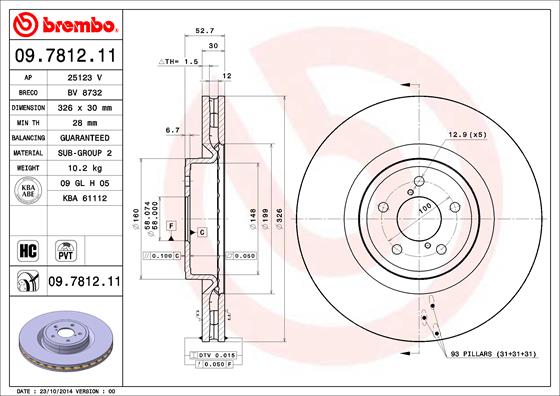 BREMBO BRE09.7812.11 féktárcsa