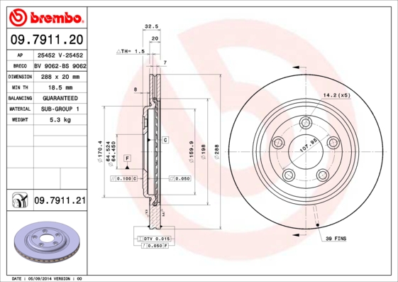 BREMBO 09.7911.21B Féktárcsa