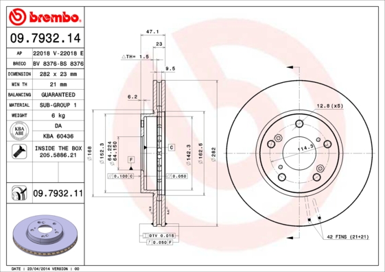 BREMBO BRE09.7932.11 féktárcsa