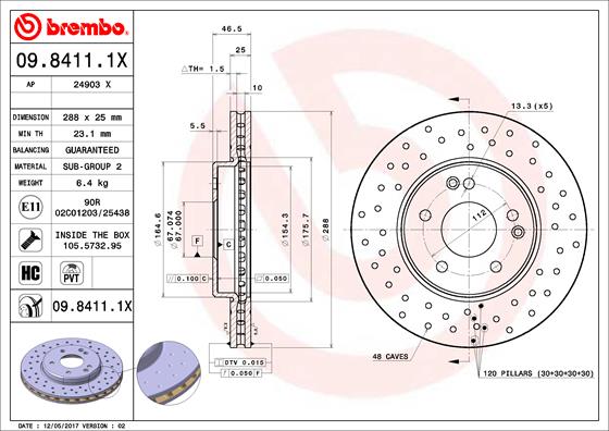 BREMBO BRE09.8411.1X féktárcsa