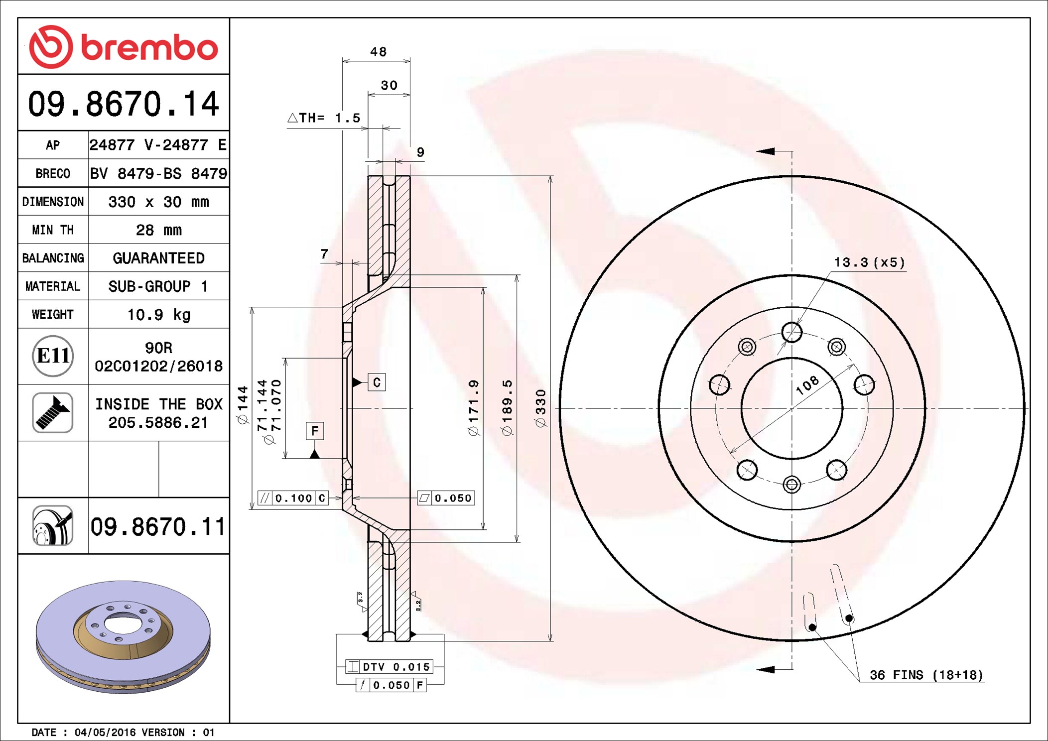 QWP 1009554604 WBD1015 - féktárcsa