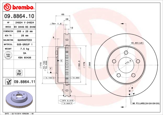 BREMBO BRE09.8864.11 féktárcsa