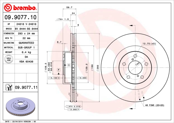 BREMBO BRE09.9077.11 féktárcsa