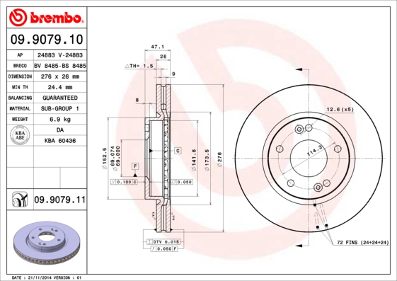 BREMBO BRE09.9079.11 féktárcsa