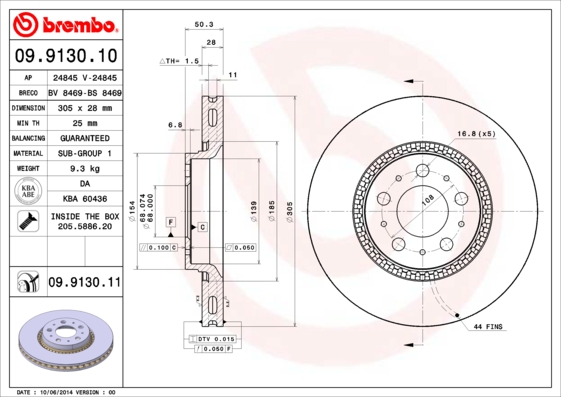 BREMBO 09.9130.11B Féktárcsa