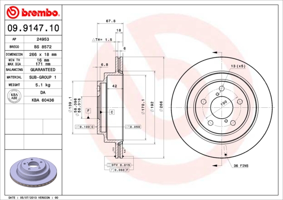 BREMBO BRE09.9147.10 féktárcsa