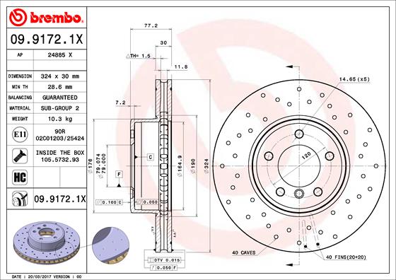 BREMBO BRE09.9172.1X féktárcsa