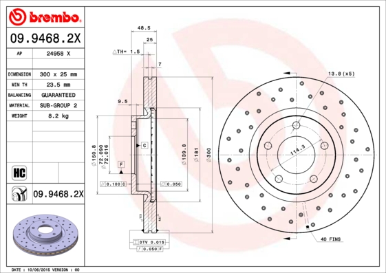 BREMBO BRE09.9468.2X féktárcsa