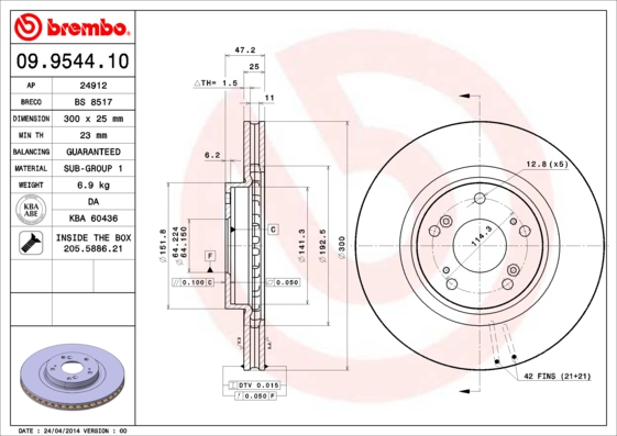 BREMBO BRE09.9544.11 féktárcsa