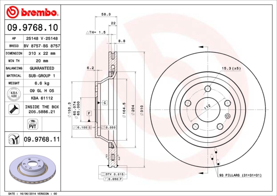 BREMBO BRE09.9768.11 féktárcsa