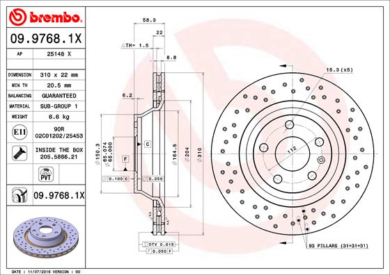 BREMBO BRE09.9768.1X féktárcsa