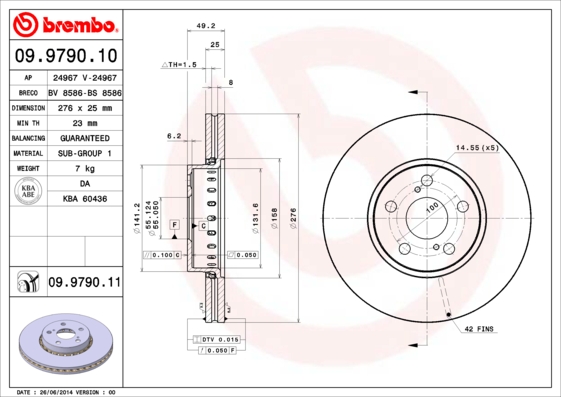 BREMBO BRE09.9790.11 féktárcsa