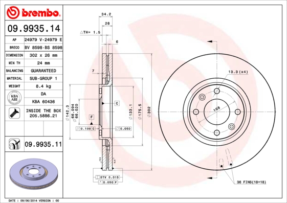 BREMBO BRE09.9935.11 féktárcsa