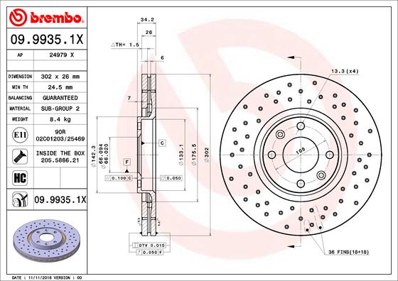 BREMBO BRE09.9935.1X féktárcsa