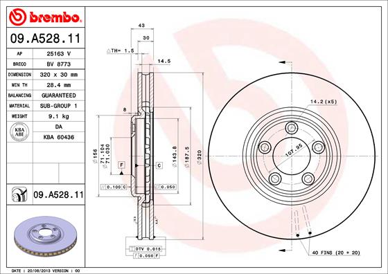 BREMBO 09.A528.11B Féktárcsa