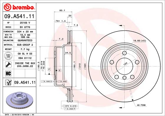 BREMBO BRE09.A541.11 féktárcsa