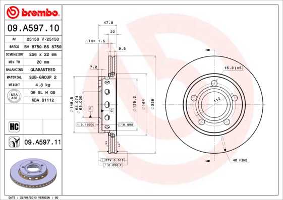 BREMBO BRE09.A597.11 féktárcsa