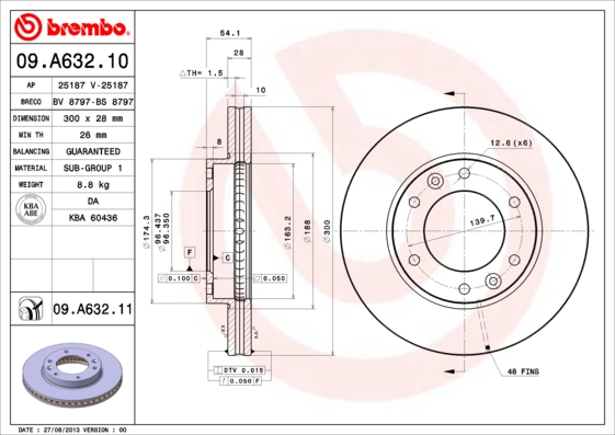 BREMBO BRE09.A632.11 féktárcsa