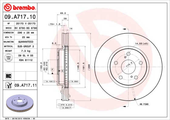 BREMBO BRE09.A717.11 féktárcsa