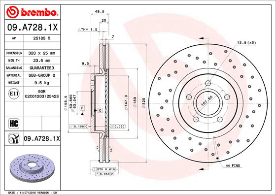 BREMBO BRE09.A728.1X féktárcsa