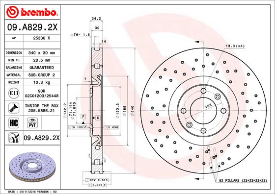 BREMBO BRE09.A829.2X féktárcsa