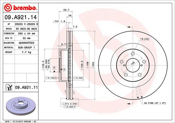 BREMBO BRE09.A921.11 féktárcsa