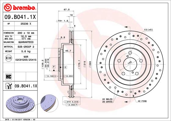 BREMBO BRE09.B041.1X féktárcsa