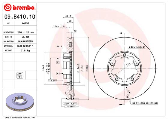 BREMBO 09.B410.10B Féktárcsa