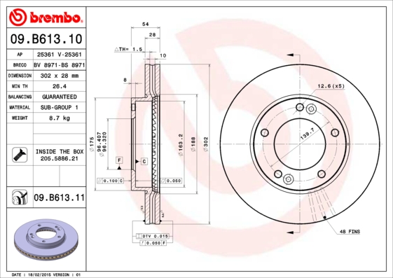 BREMBO BRE09.B613.11 féktárcsa