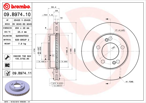 BREMBO 09.B974.11B Féktárcsa