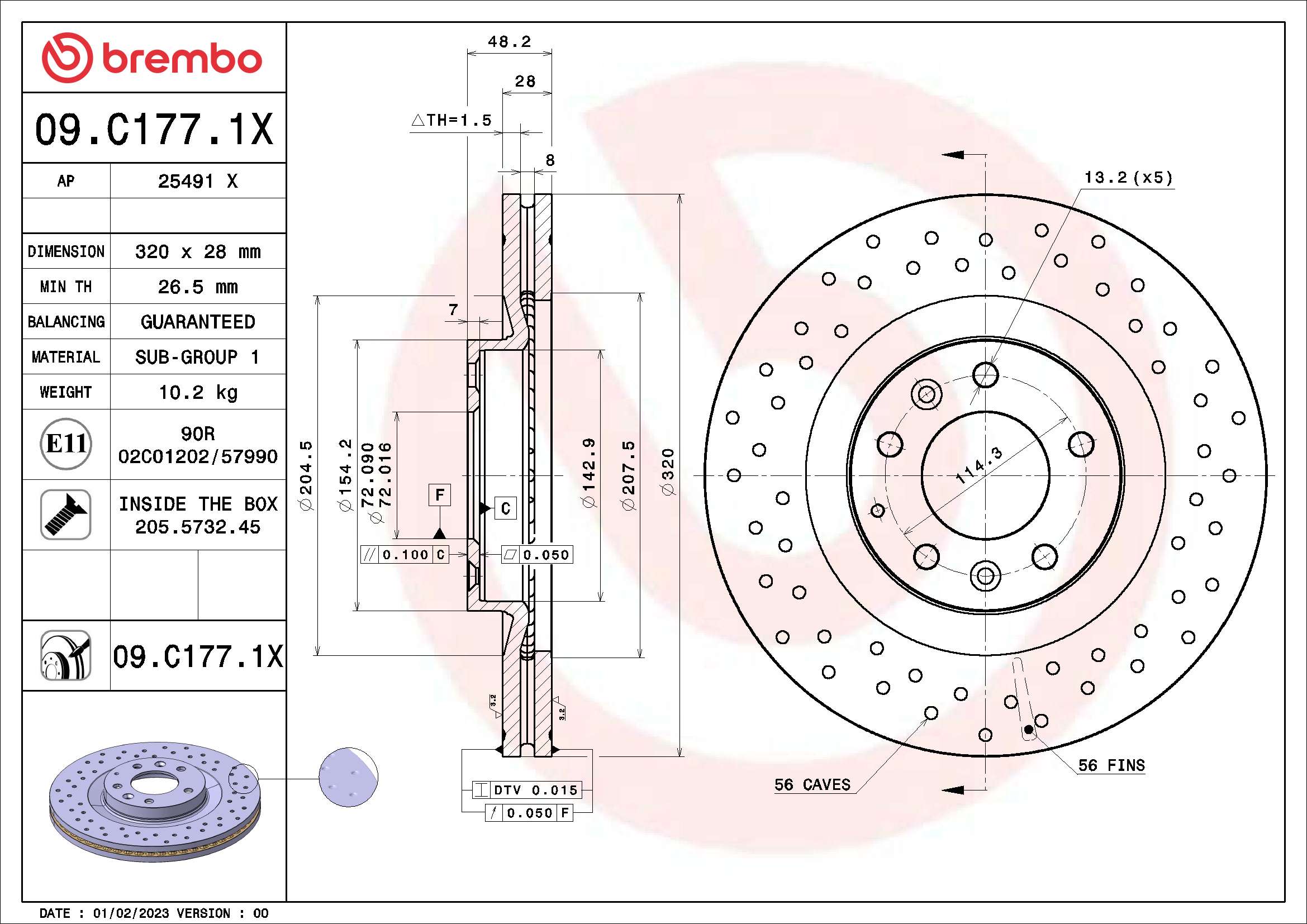 BREMBO BRE09.C177.1X féktárcsa