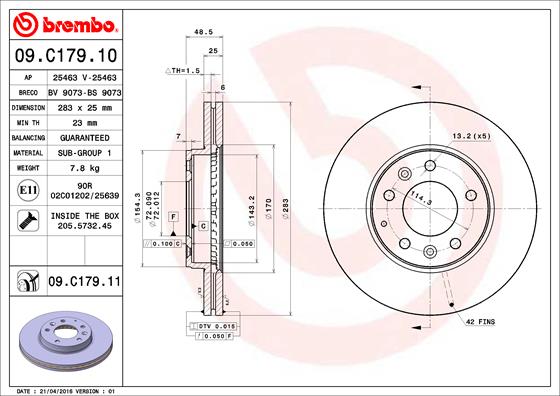 BREMBO BRE09.C179.11 féktárcsa